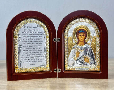 Складень, Ангел Хранитель, Молитва, икона арочная, красное дерево 140x200