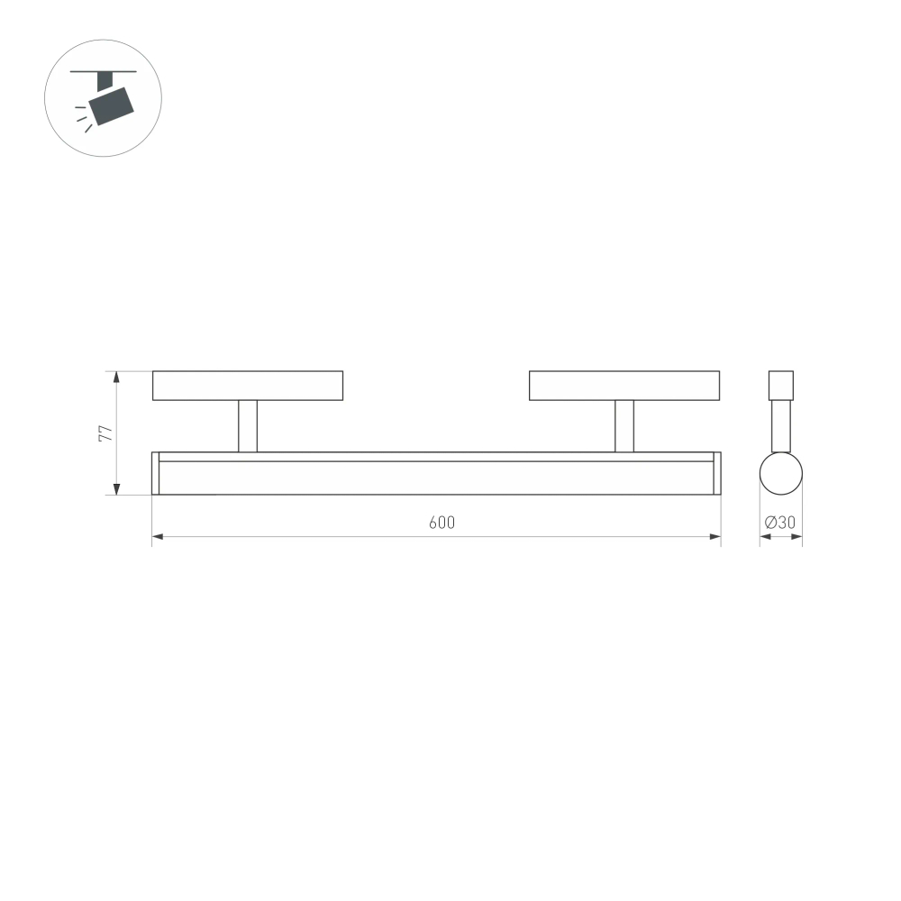 Светильник MAG-ORIENT-TUBE-CORNER-L600-20W Warm3000 (BK, 180 deg, 48V) (Arlight, IP20 Металл, 5 лет) 037350
