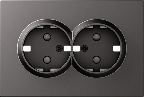 Накладка для розетки 2-й с заземлением, со шторками 16A 250 В~, матовый титан, серия S08