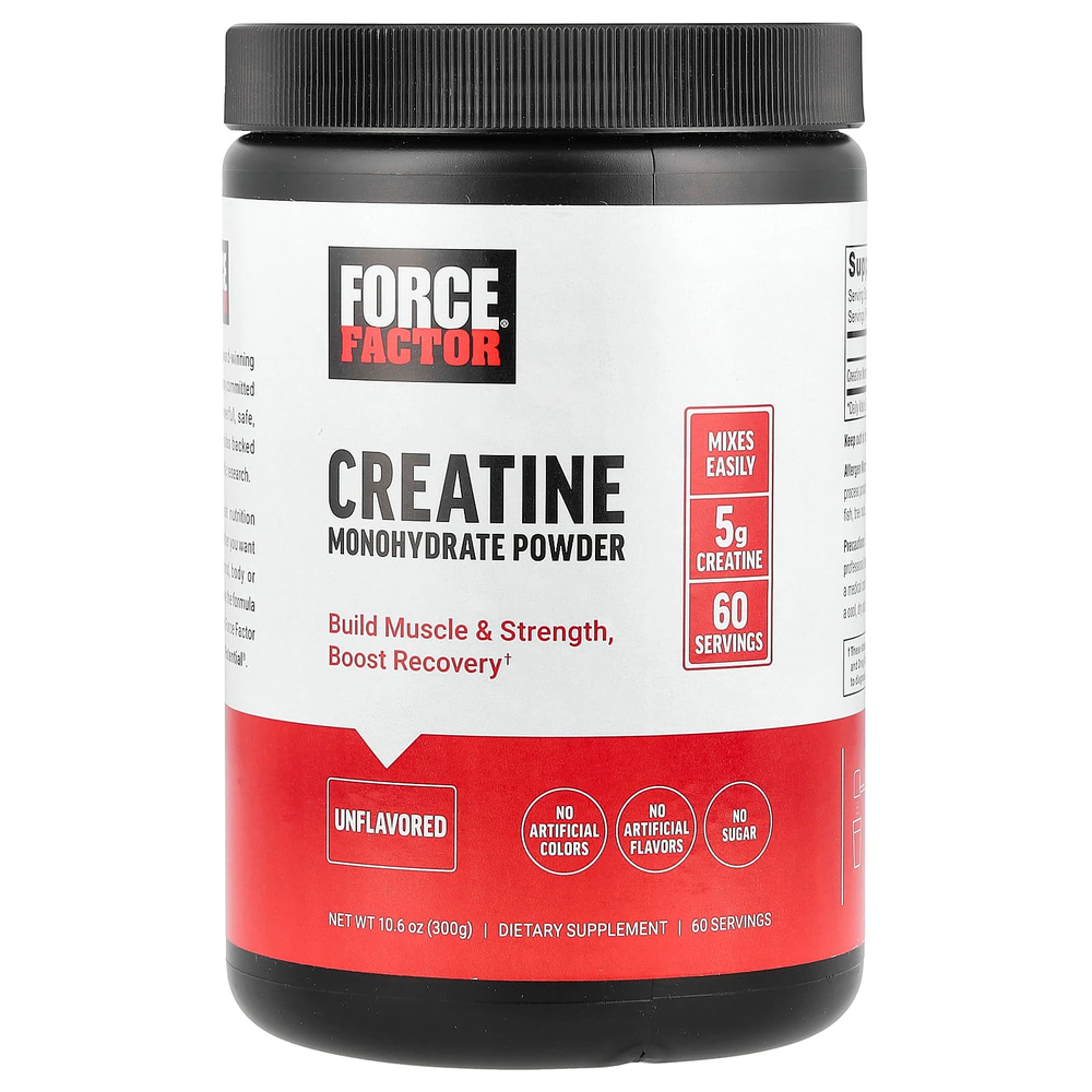 Force Factor, Моногидрат креатина, без добавок, 300 г (10,6 унции)