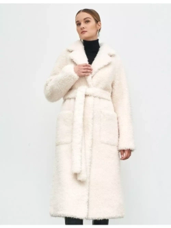 Шуба женская чебурашка тедди пальто из шерсти мериноса, жемчужная, SilverFox