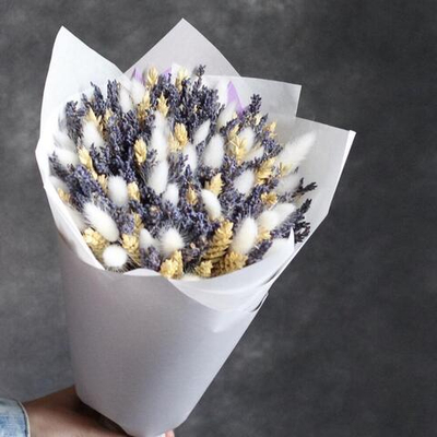 Букет сухоцветов Лаванда, пшеница, лагурус натуральный
