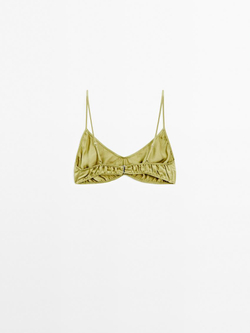 Massimo Dutti Атласный треугольный бюстгальтер - Studio, бутылочно-зеленый