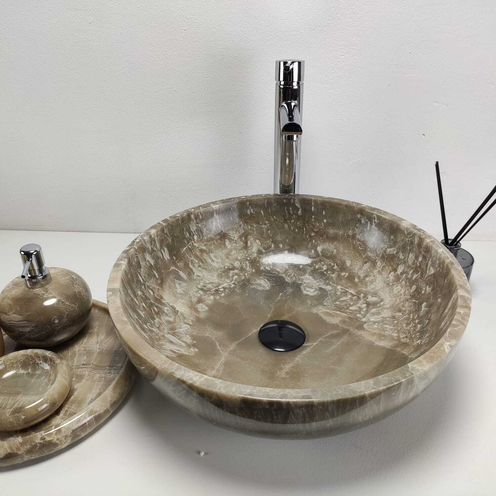 Раковина из оникса Bowl Grey Medium TinLip BO-60987 45*45*15
