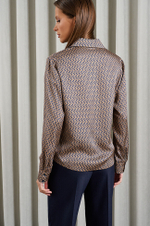 22881 Блузка женская (бежево-синий принт)