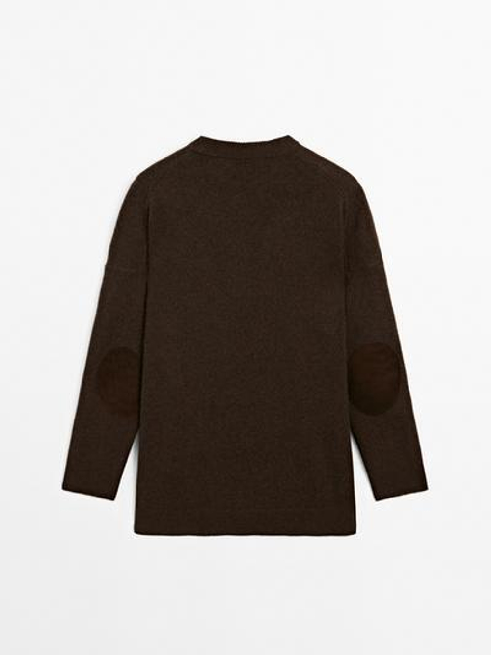 Massimo Dutti Свитер оверсайз из 100% кашемира с нашивками на локтях, шоколадный