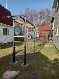 Монтаж уличной шведской стенки Sv Sport Рукоход (4 вертикальных столба)