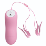 Нежно-розовые зажимы на соски с вибрацией и электростимуляцией (Цвет: нежно-розовый)