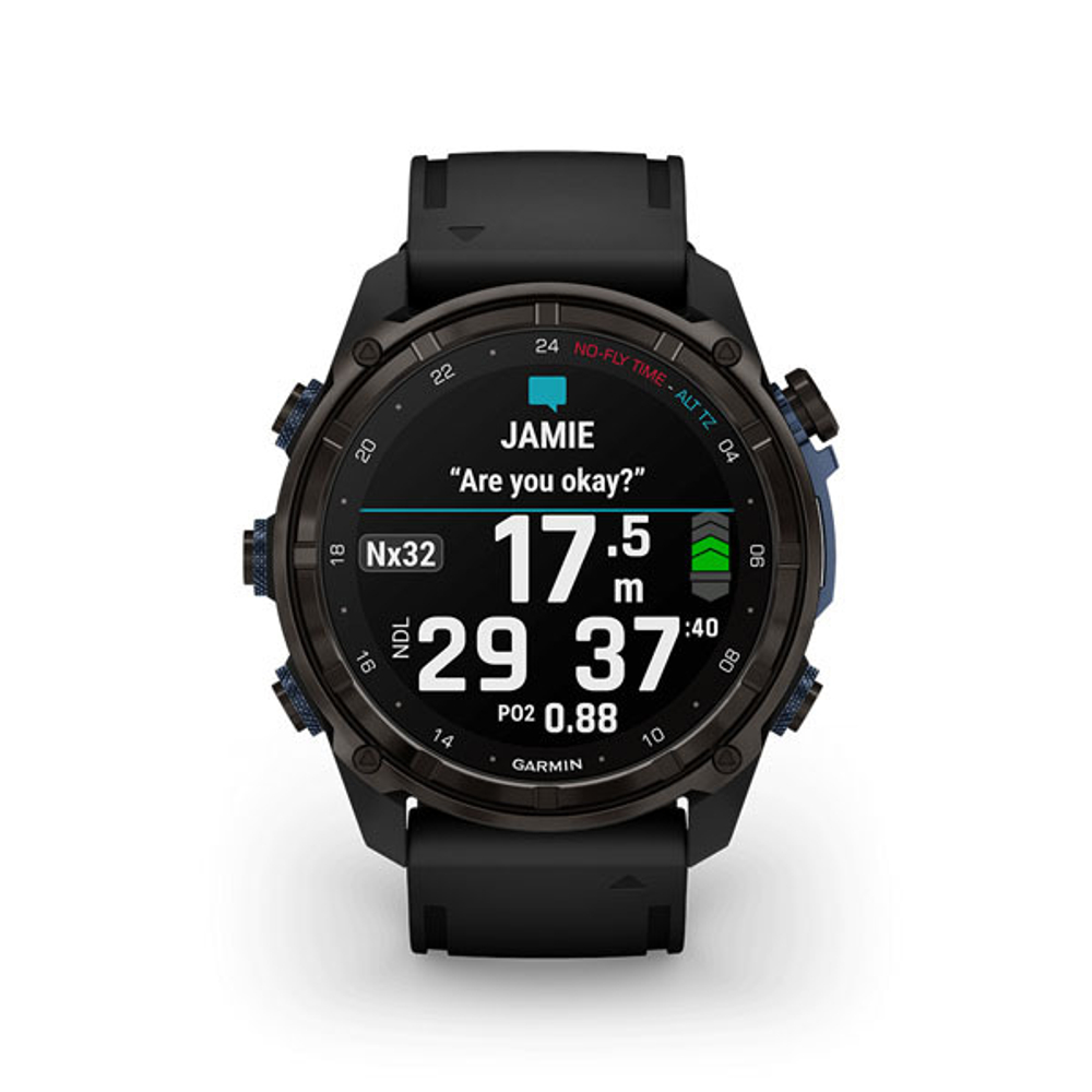 Смарт часы Garmin Descent MK3i - 51 мм титан Carbon Grey DLC с черным силиконовым ремешком