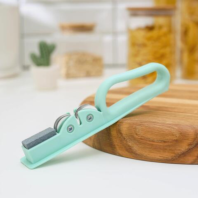 Точилка для ножей Доляна «Острое лезвие», 19×4,5 см, с ручкой и шлифовкой, цвет МИКС (Цвет: не задано)