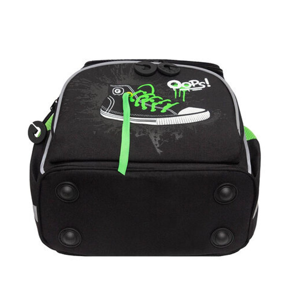 Ранец GRIZZLY анатомическая спинка, с мешком для обуви, для мальчиков, "SNEAKER", черный, 33х25х13 см, RAm-585-8/1