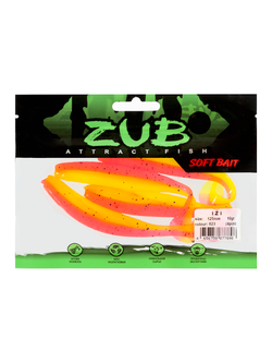 Приманка ZUB-IZI 125мм(4,8")-5шт, (цвет 023) розовый верх-желтый низ