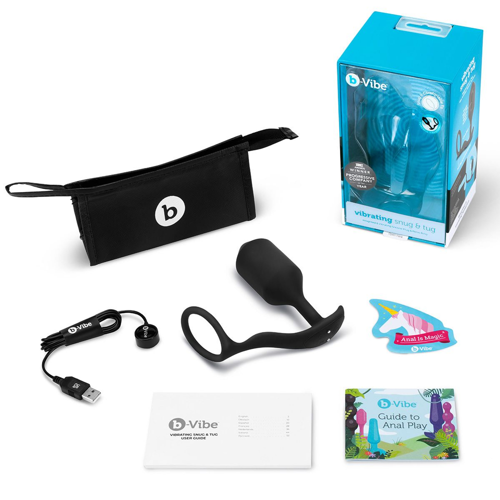 Вибрирующий плаг с кольцом для эрекции Vibrating Snug & Tug размер XL