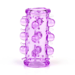 Насадка на фаллос фиолетовая с шипами и бусинами в пластиковой упаковке (Цвет: фиолетовый)