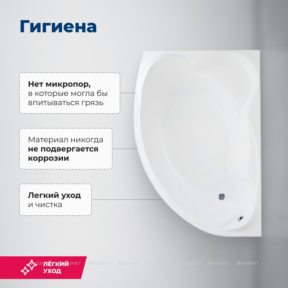 Акриловая ванна Aquanet (Акванет) Jamaica 160x100 L с каркасом