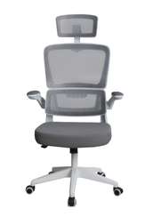 Кресло для руководителя Gramber С16 Сетка серая/Ткань серая/Белый