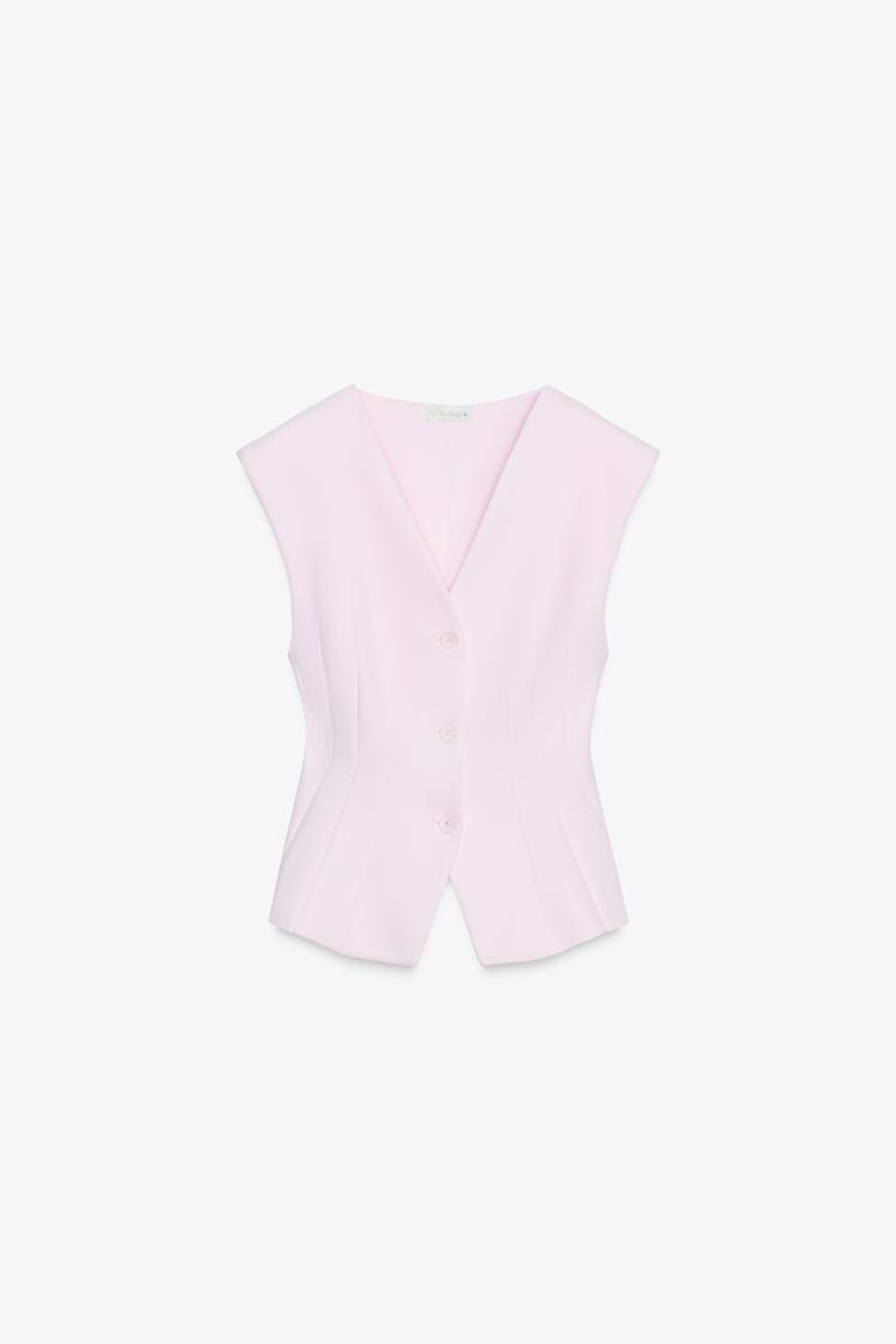 ZARA ТОП ИЗ ИНТЕРЛОКА БЕЗ РУКАВОВ, РОЗОВЫЙ