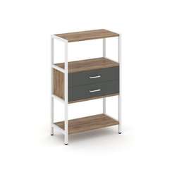 Shelf System Односекционный стеллаж трехярусный с ящиками SN.STM-312 Дуб Табак/Антрацит/Металл Белый