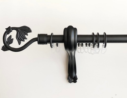 Карниз кованый консольный Крокус d20/16 двухрядный, цвет черный