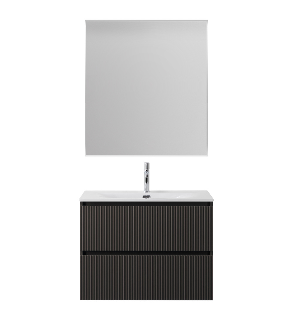 Тумба с раковиной подвесная BelBagno UNO-MINI-700-2C-SO-GSO Темно-Серый матовый, раковина белая BB-8099-3-70