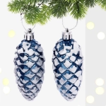 Ёлочные игрушки «Таинственное очарование» Шишки 9 см (набор 2шт), сапфир