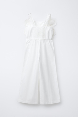 ZARA КОМБИНЕЗОН С ВЫШИВКОЙ «БАБОЧКА», ЖЕЛТОВАТО-БЕЛЫЙ