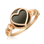 Кольцо «Сердечная тайна» из красного золота с ониксом