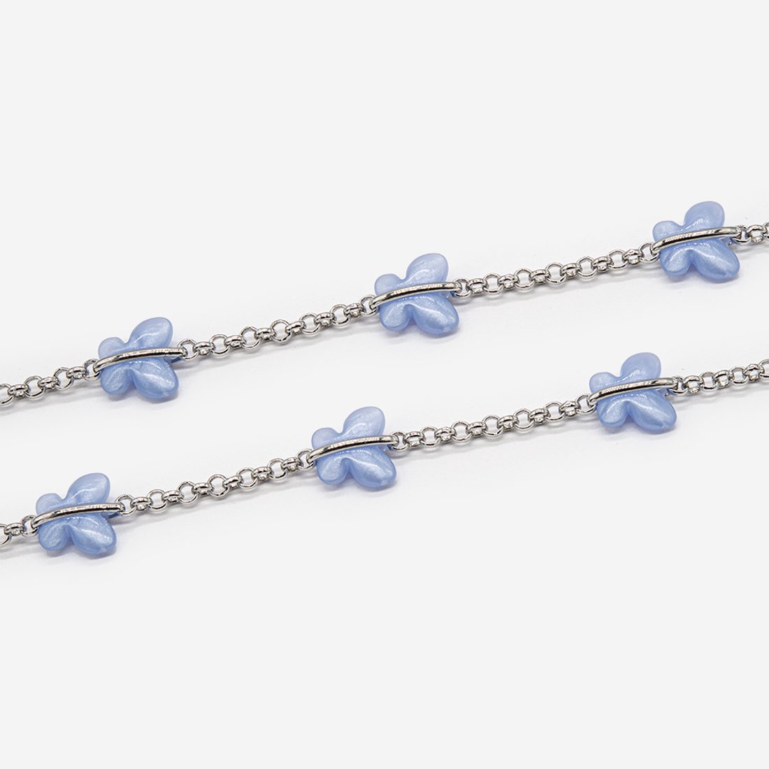 Цепь "Голубые Бабочки", звено 2,5мм, родирование