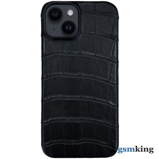 Leather Case for iPhone 14 Plus Black (Чёрный крокодил)