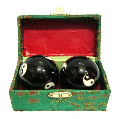 Шары баодинг поющие с инь-янь черные 47 мм