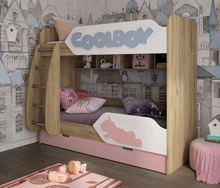 Детская 3Д Кровать двухъярусная ДН-84 левое исполнение