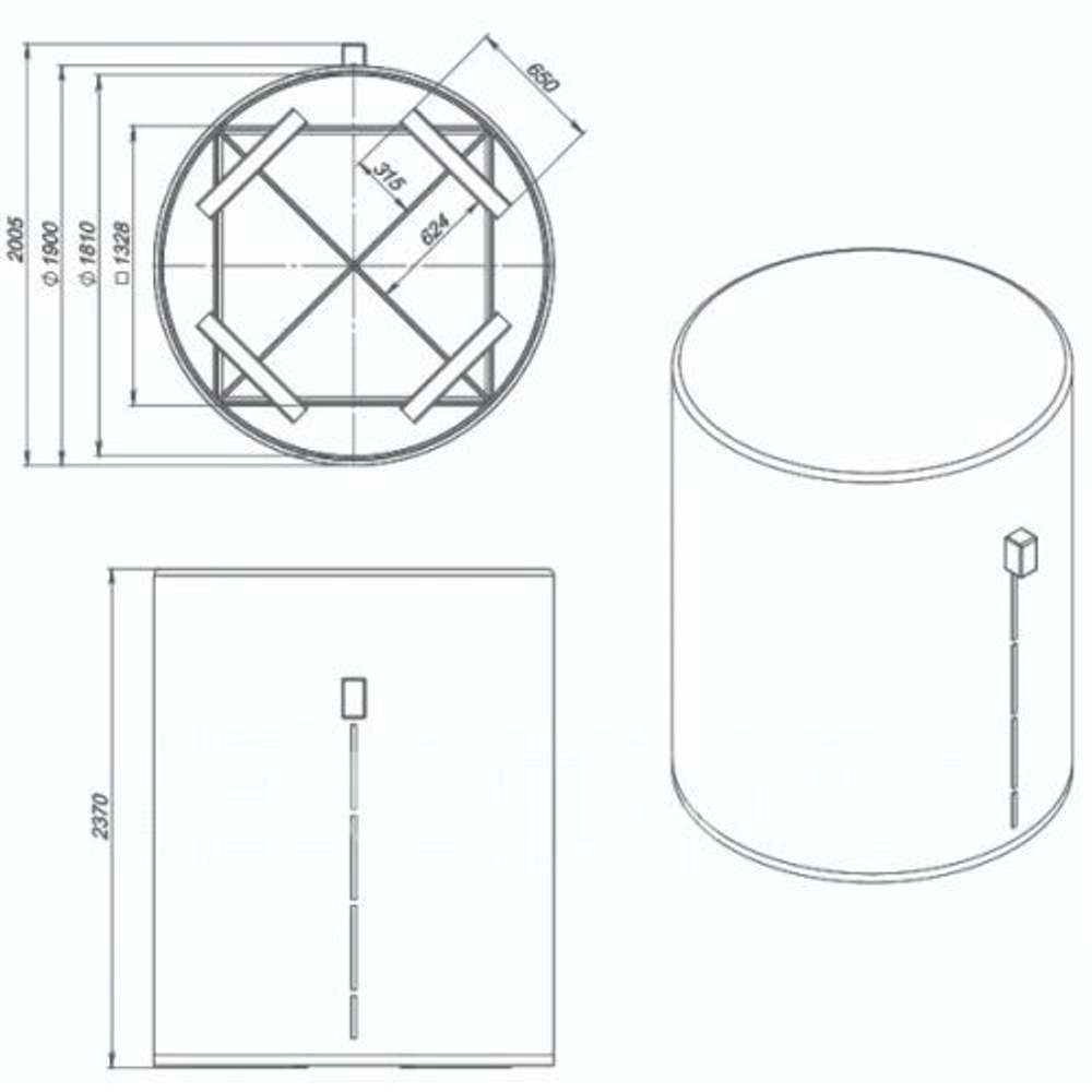 Емкость пищевая ЭкоПром T с утеплением и поддоном 5000 л. вертикальная (186x186x240см;синий) - арт.555734