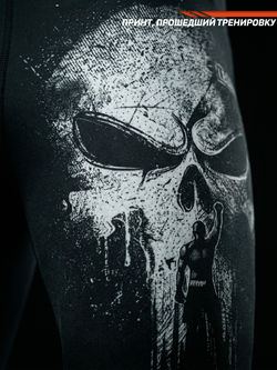 Компрессионные штаны мужские черные LEGENDA Череп Каратель