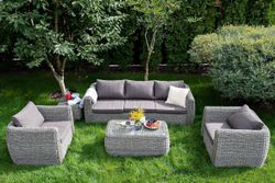 "Кальяри" журнальный столик из искусственного ротанга (гиацинт), цвет серый