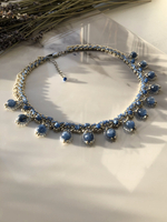 Колье "Черепица" ручной работы из бисера и камня Кианит