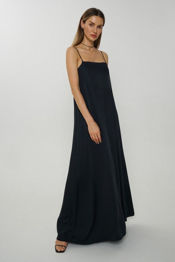 Платье-комбинация А-силуэта AD044 черное - фото 4