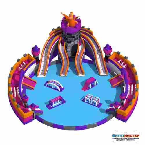 Надувной аквапарк с бассейном и горками «Драконий замок», 22×20×7 м