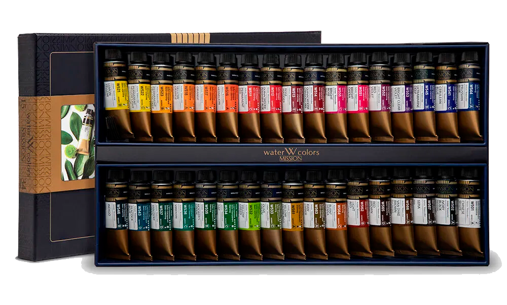 Mijello Mission Gold Watercolor 15 ml 34 цвета