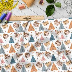 Ткань Ниагара Софт мультяшные вигвамы