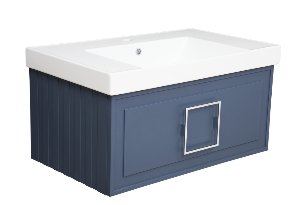 Тумба под раковину La Fenice Cubo Blu Grigio синяя 80 FNC-01-CUB-BG-80