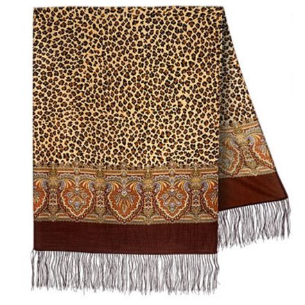 Павловопосадский шарф Леопардовые сны 1295-17