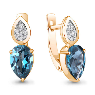 942905к Серьги из Золота с бриллиантами, топазами лондон блю из коллекции "Breeze"