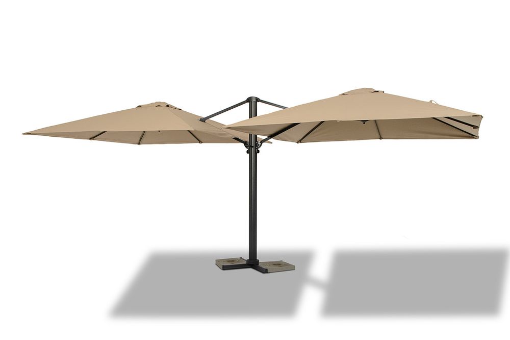 "Фабриано" зонт двухкупольный 3x3м на алюминиевой опоре, тент бежевый