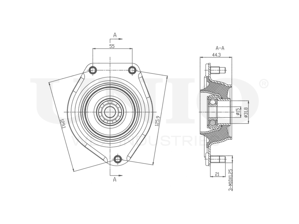 Опора амортизатора передняя левая UNIO RMP-13135