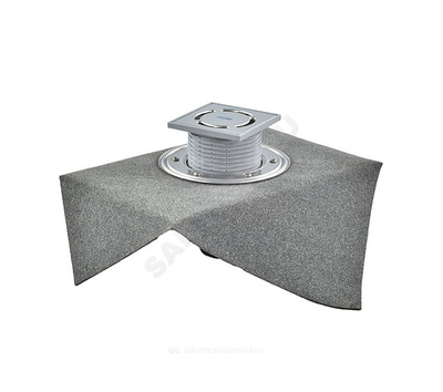 Трап регулируемый с гидрозатвором Дн 50/75/110 с нержавеющей решёткой 115х115мм с полимербитумным полотном вертикальный выпуск HL 310NH