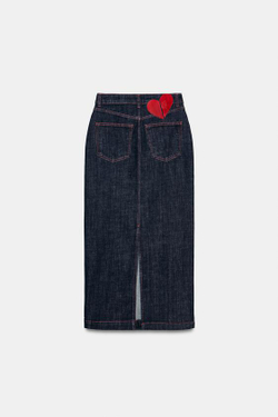 ZARA ДЖИНСОВАЯ ЮБКА МИДИ Z1975, СИНИЙ