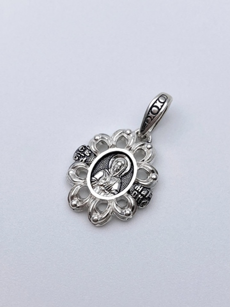 Образок из серебра/Частичное чернение/Подвижное ухо/Матрона