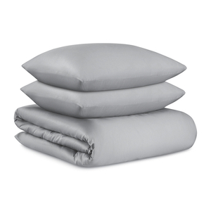 Комплект постельного белья из премиального сатина светло-серого цвета из коллекции essential, 200х22