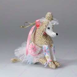 Бисерная ёлочная игрушка Пудель