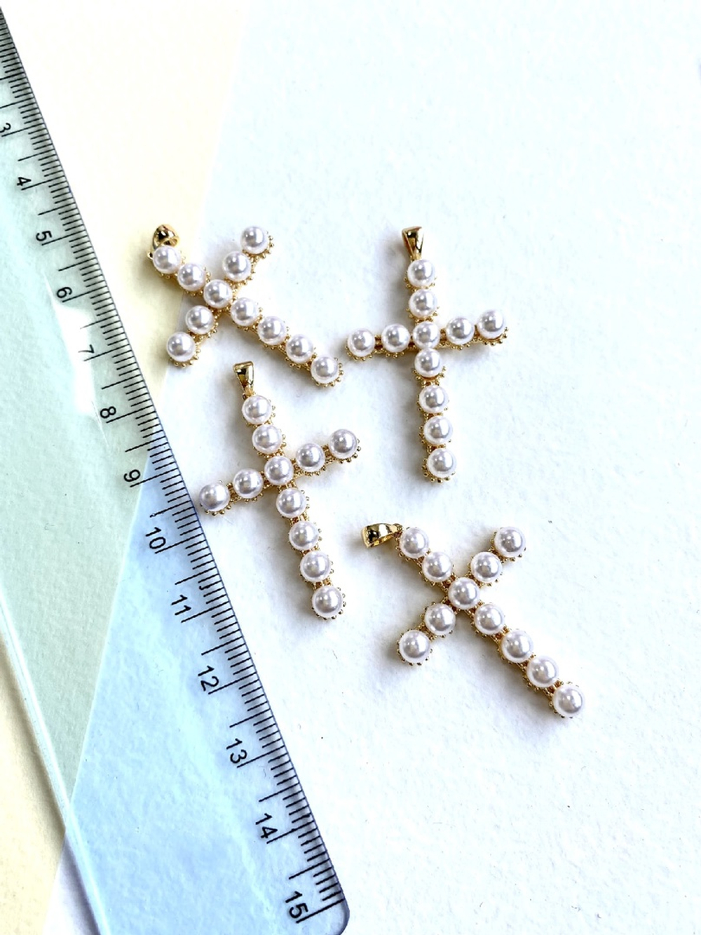 10160-з Подвеска «Крест» 28,5мм, майорка акрил, позолота